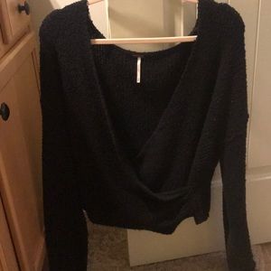 Free People black crossover sweater